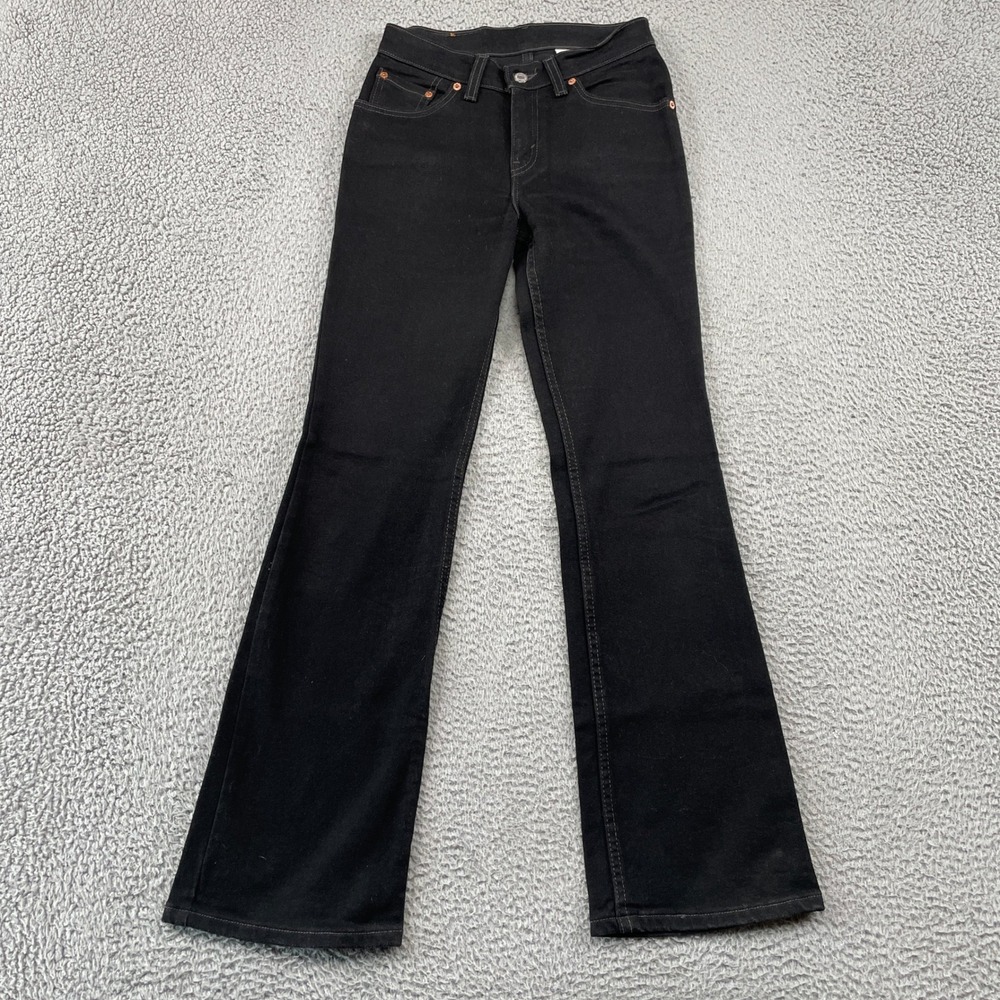 Levi's 517 Jeans Womens 1 JR Black Boot Cut Low Rise Made in USA Stretch Denim